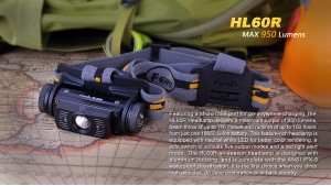 Fenix HL60R - Lanternă Frontală Reîncărcabilă - 950 Lumeni - 116 Metri - Negru